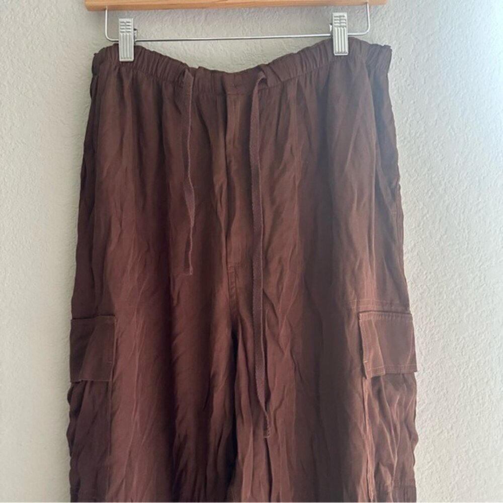 VS PINK Parachute Cargo Pants L Brown Satin Y2K Utilitycore Streetwear Baddie - Picture 5 of 12